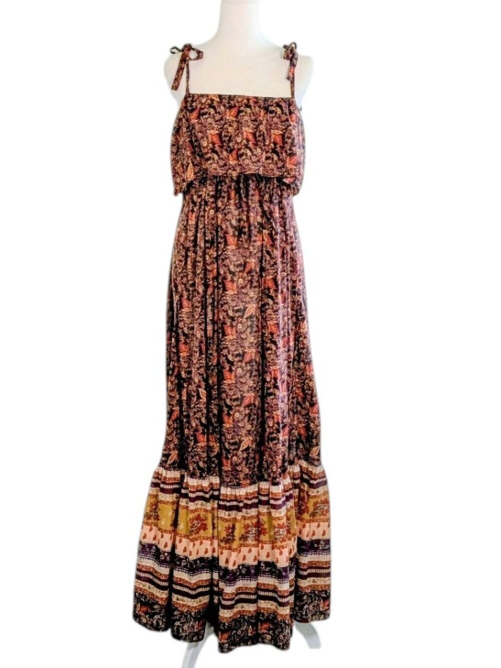 FREE PEOPLE Women's Tangier Babydoll Maxi Dress  Size M  Multi Floral Print
